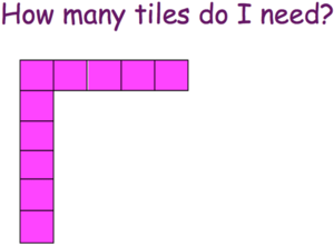 How many tiles do I need? A partial 6 by 5 array showing only the far left column and top row.