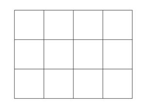 A blank rectangular grid of twelve equally sized squares arranged in a three by four pattern.